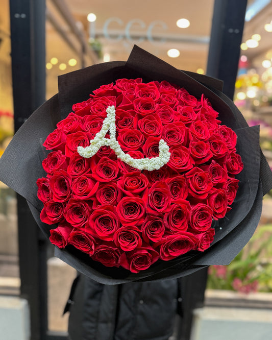 Monogram Red Rose Bouquet