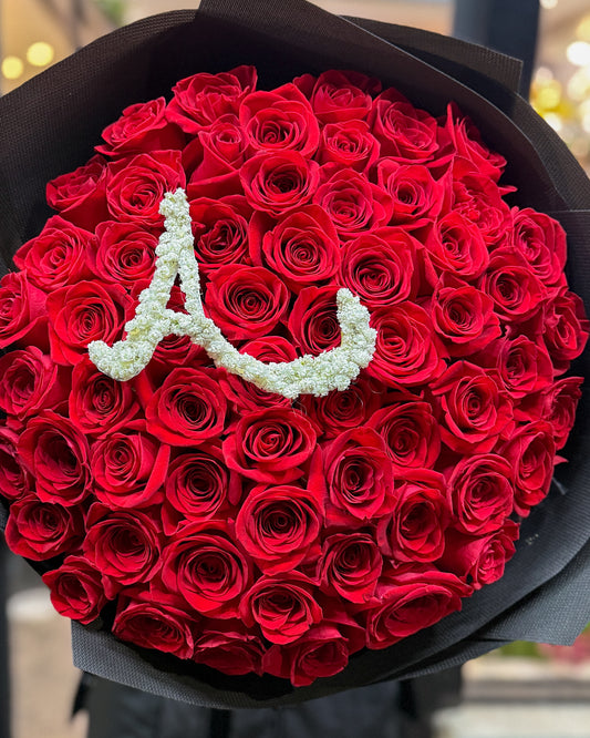Monogram Red Rose Bouquet
