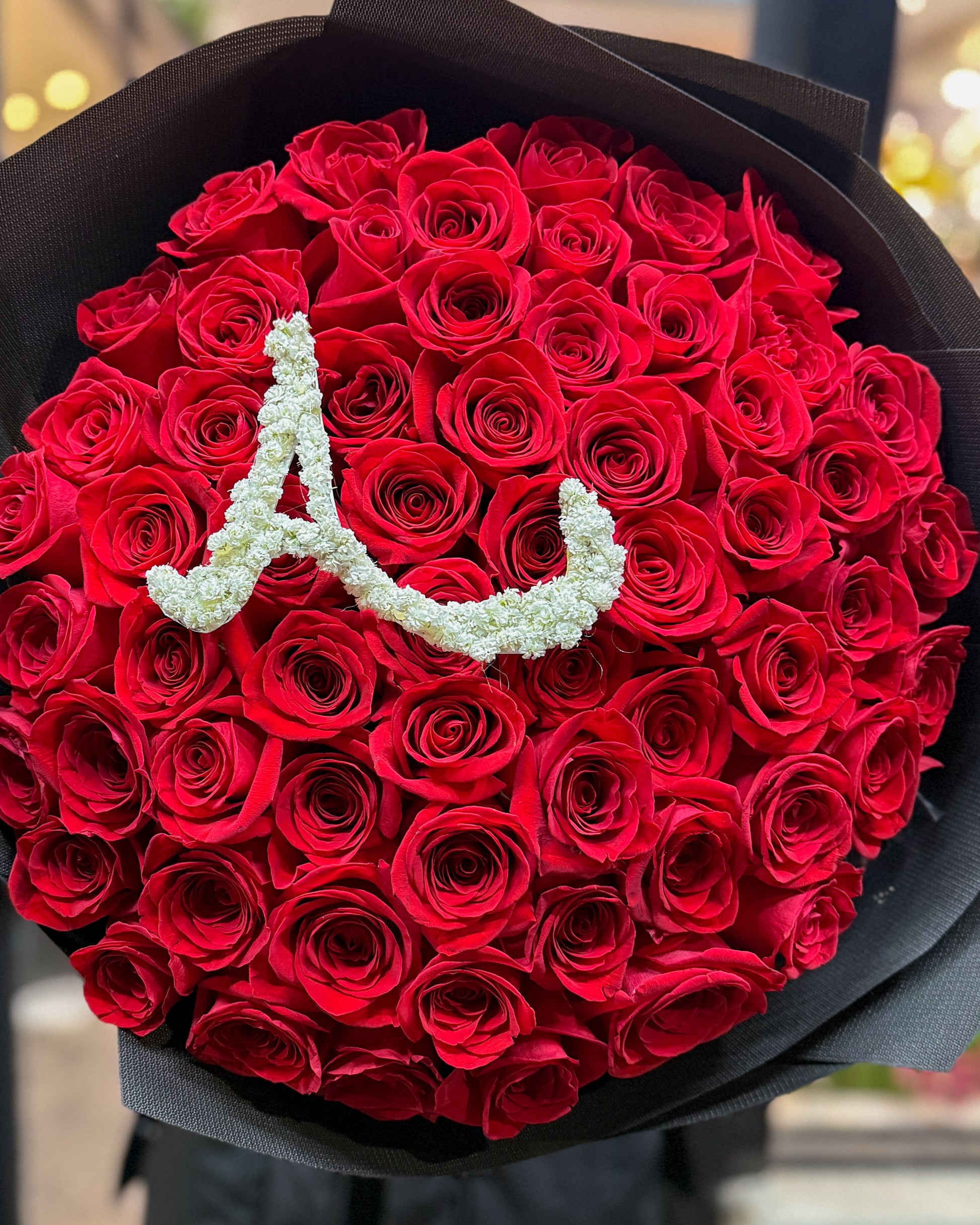 Monogram Red Rose Bouquet