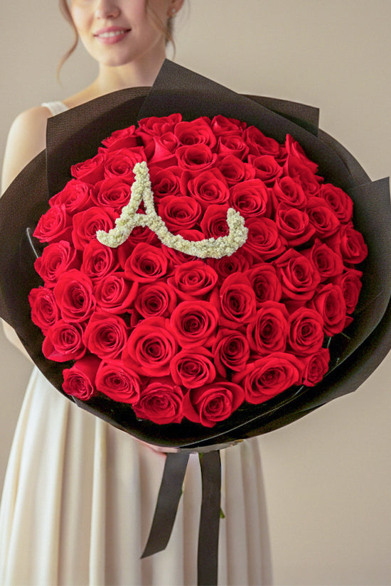 Monogram Red Rose Bouquet
